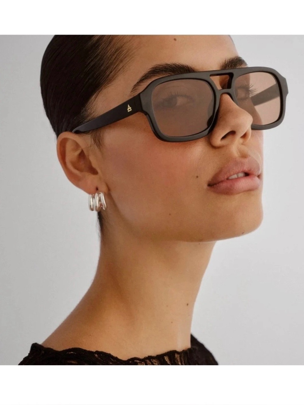 Aire Aquarius aviator sunglasses, black with tan tint
